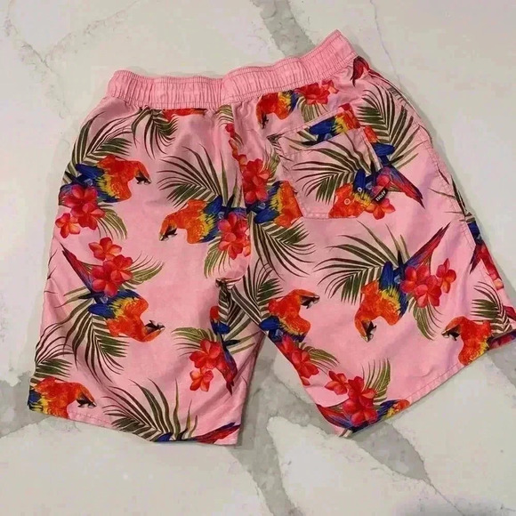 Neff Pink Parrot Paradise Print Hot Tub Shorts Board Short Swim Trunks Men Small - Picture 5 of 6
